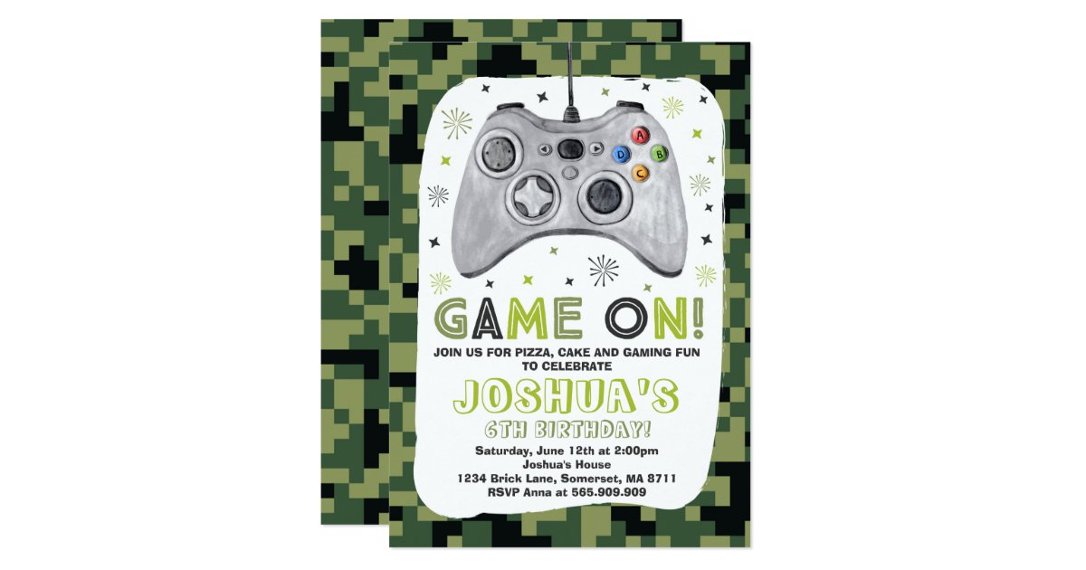 Gaming Birthday Invitation Video Game Birthday | Zazzle.com