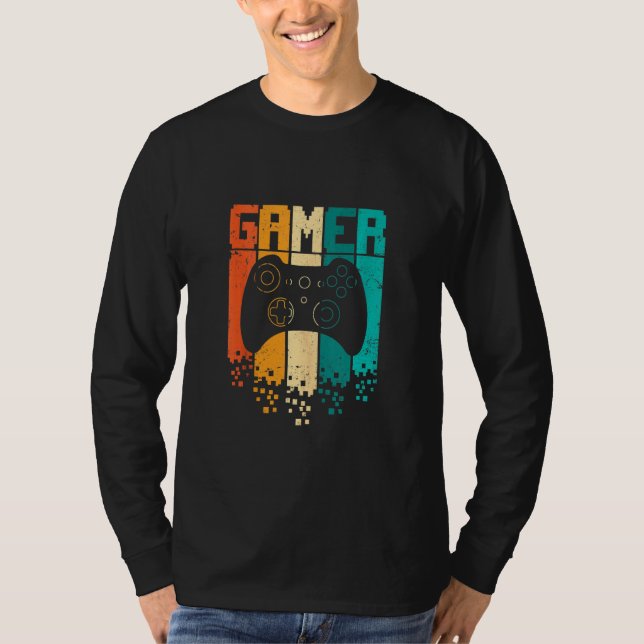 Gaming Boys Men Teens Gamer Retro Video Games Vint T-Shirt (Front)