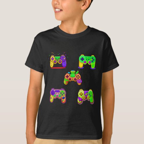 Gaming Colorful Video Games Controller   T_Shirt