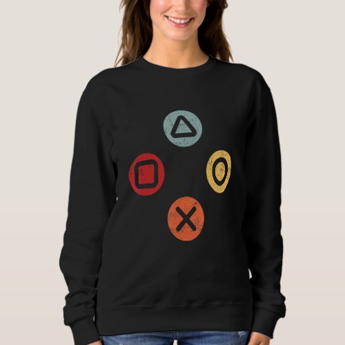 Gaming Console Controller Action Buttons Retro Gam Sweatshirt