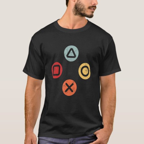 Gaming Console Controller Action Buttons Retro Gam T_Shirt