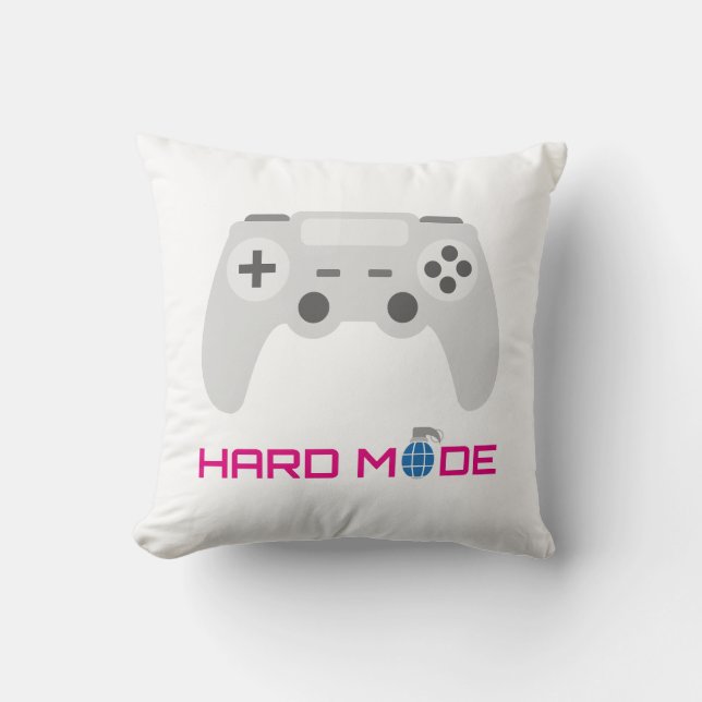 Gaming Controller Hard Mode Throw Pillow (Front)