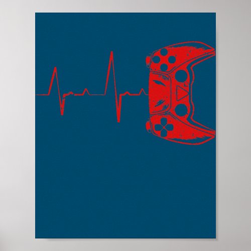 Gaming Controller Heartbeat Gamer Video Games  Poster