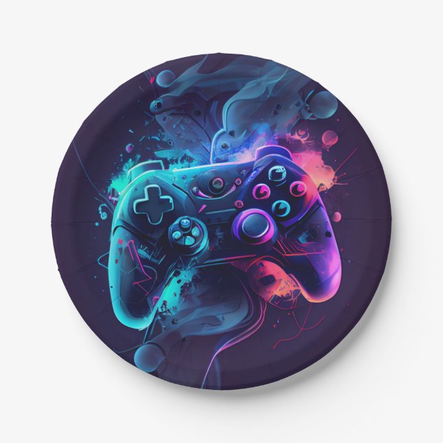 Gaming controller party  paper plates (Front)