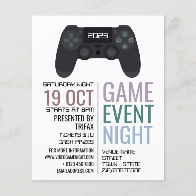 Gaming Controller, Video Gamer Event Advertising Flyer (Front)
