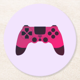 Gaming Controller Video Games Nerd Gamer Round Paper Coaster