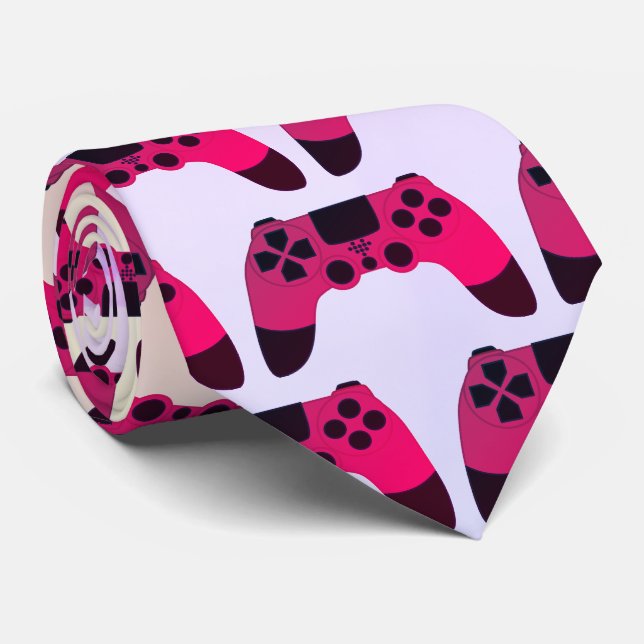 Gaming Controller Videogames Nerd Gamer Neck Tie (Rolled)