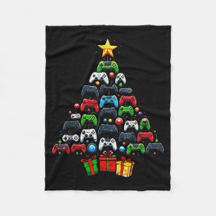 Gaming Controllers Christmas Tree Funny Gamer Boys Fleece Blanket