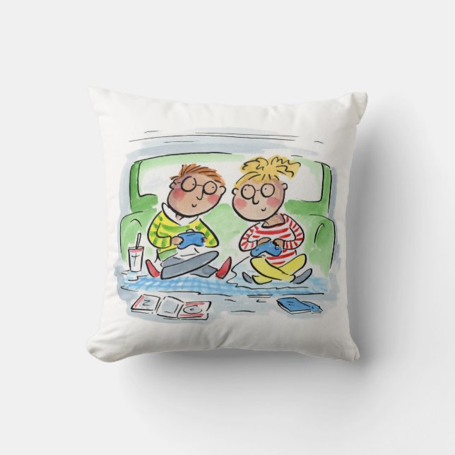 Gaming Couple Throw Pillow (Front)