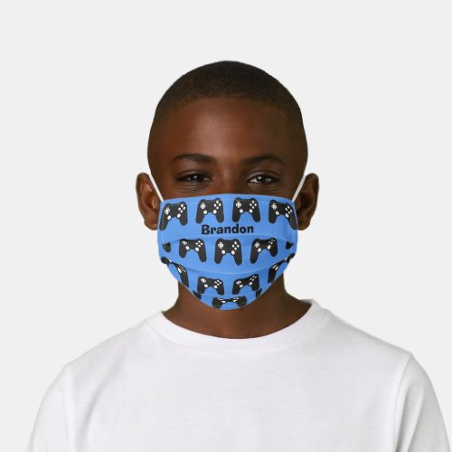 Gaming Custom Blue Video Game Controller Kids Cloth Face Mask