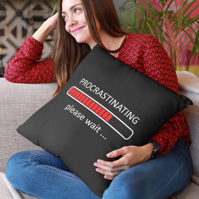 Gaming Decor - Procrastinating Please Wait Throw Pillow (Creator Uploaded)