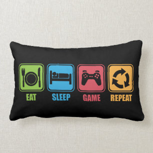 Gaming - Eat, Sleep, Game, Repeat - Gamer, Funny Lumbar Pillow