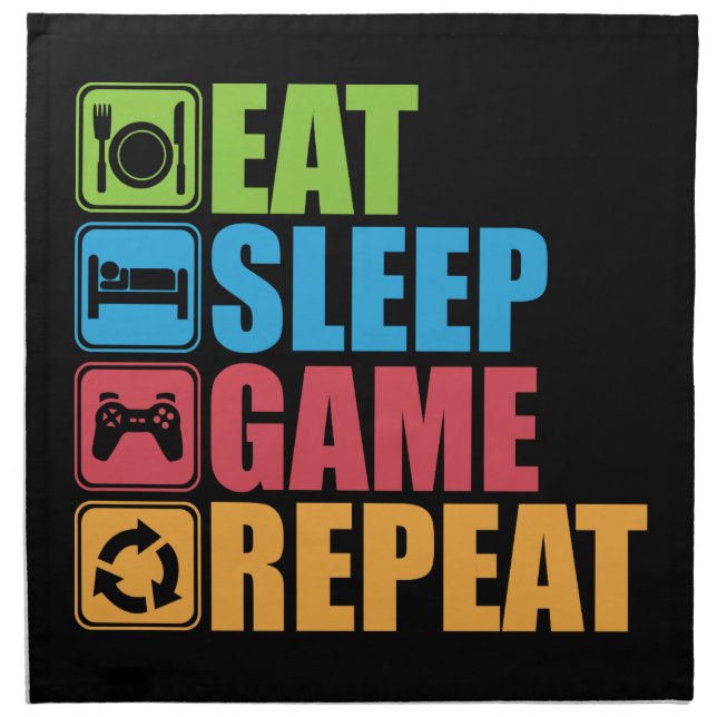Gaming - Eat, Sleep, Game, Repeat - Gamer, Funny Napkin (Front)