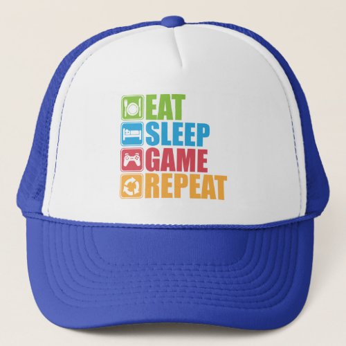 Gaming _ Eat Sleep Game Repeat _ Gamer Funny Trucker Hat