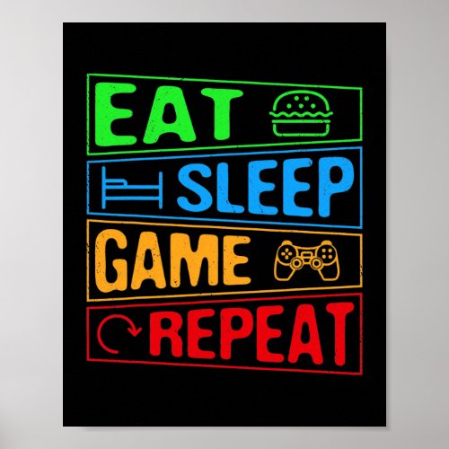Gaming Eat Sleep Game Repeat Gift Multiplayer Poster