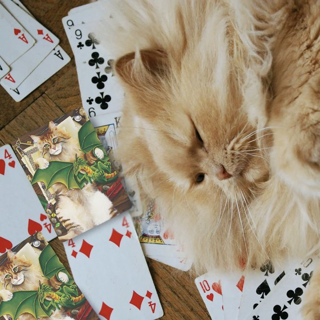  Gaming Fantasy Cat Green Dragon Dice Poker Cards (Creator Uploaded)