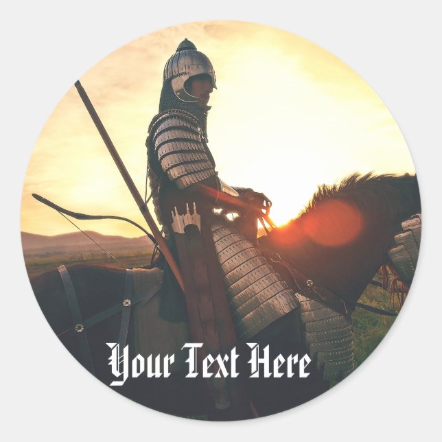 Gaming Fantasy Medieval Mounted Knight Classic Round Sticker (Front)