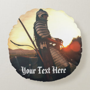 Gaming Fantasy Medieval Mounted Knight Round Pillow