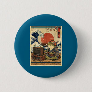 Gaming Frog Art Ukiyo-e Japanese Gamer Anime Men W Button
