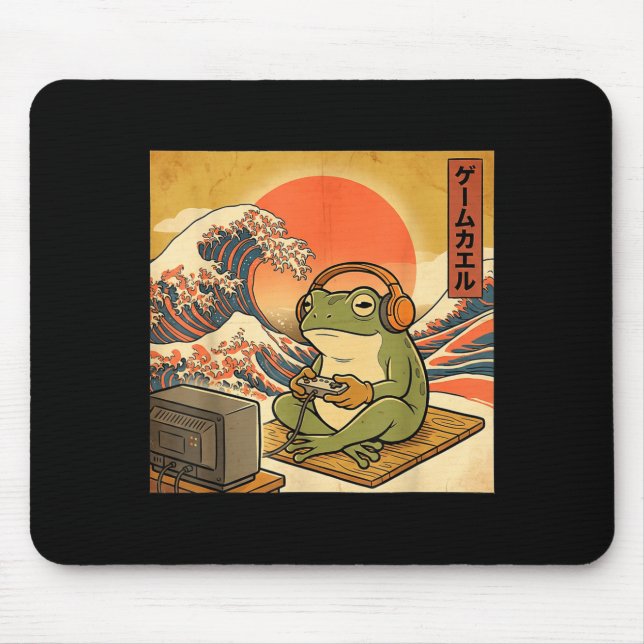 Gaming Frog Art Ukiyo-e Japanese Gamer Anime Men W Mouse Pad (Front)
