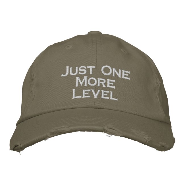 Gaming Fun saying - Just One more Level Embroidered Baseball Cap (Front)