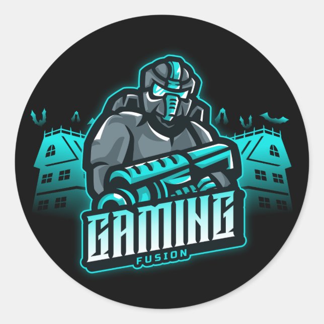 Gaming Fusion Retro Gamer Classic Round Sticker (Front)