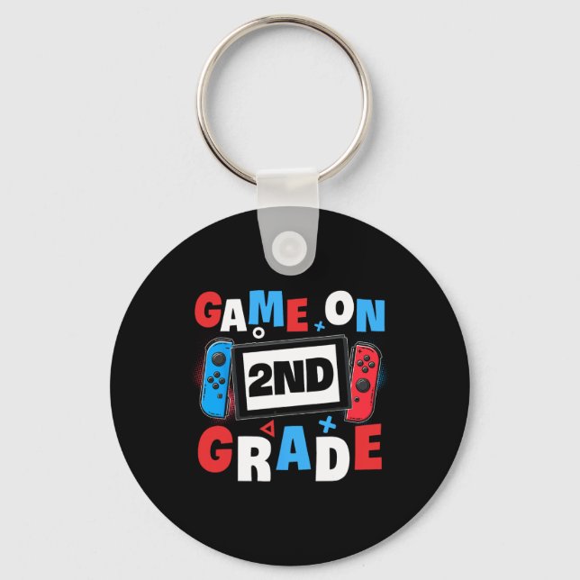 Gaming Game On 2nd Grade Second First Day School G Keychain (Front)