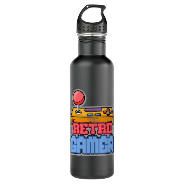 Gaming Game Retro Gamer Console Video Game Gift Stainless Steel Water Bottle (Front)