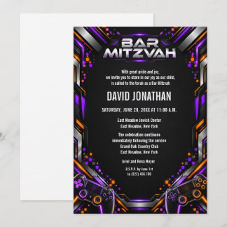 Gaming Gamer Bar Mitzvah Custom Invitation