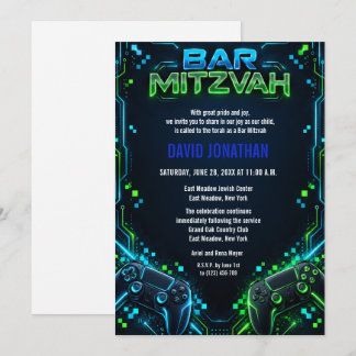 Gaming Gamer Bar Mitzvah Custom Invitation