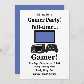 Gaming Gamer Funny Gamer Party Invitation