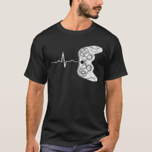 Gaming Gamer Heartbeat Gaming Controller Teen Boys T-Shirt