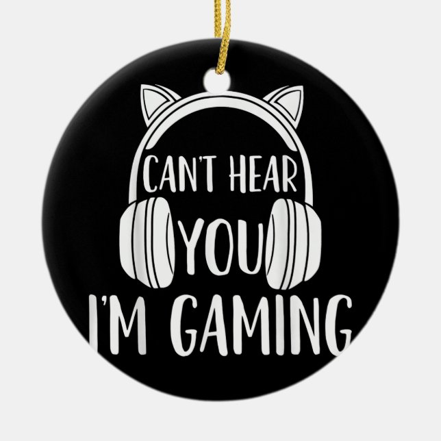 Gaming Gamer Video Game Headset  Ceramic Ornament (Front)