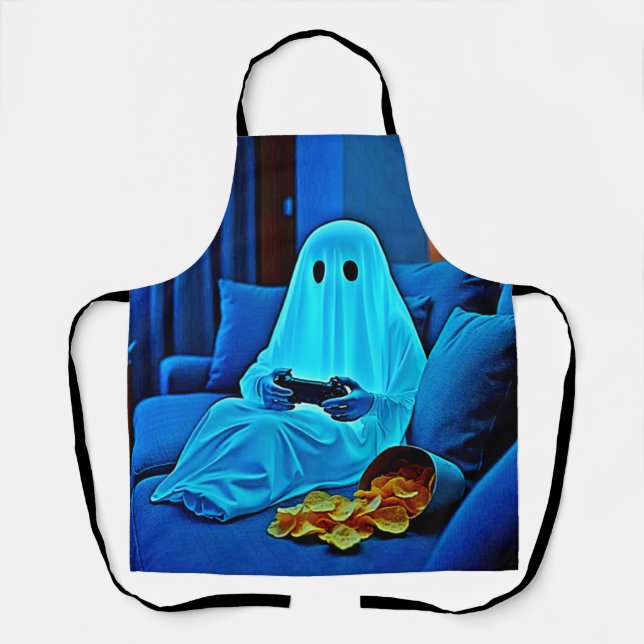 Gaming Ghost Cozy Night In Design Apron (Front)
