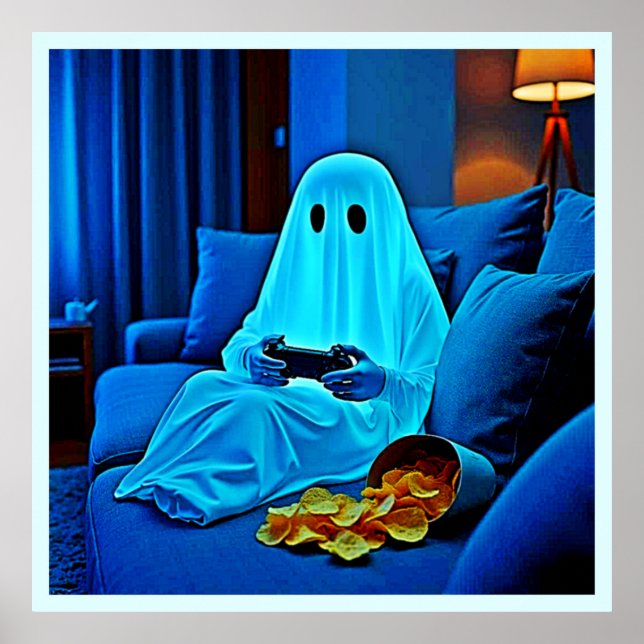Gaming Ghost Cozy Night In Design Poster (Front)