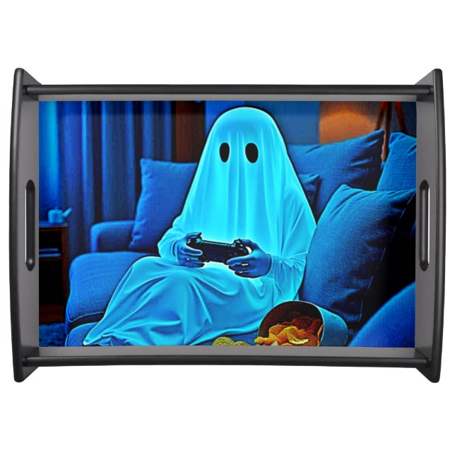 Gaming Ghost Cozy Night In Design Serving Tray (Front)