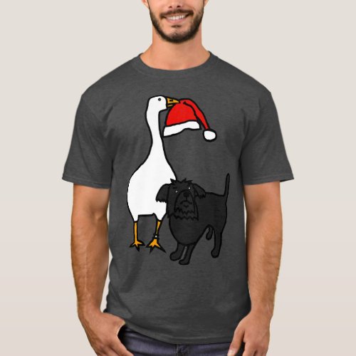 Gaming Goose Steals Christmas Santa Hat from Cute  T_Shirt