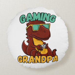 Gaming Grandpa Round Pillow