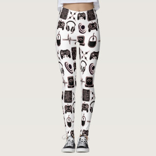 Gaming Graphics Gamer Black, White and Pink Leggings