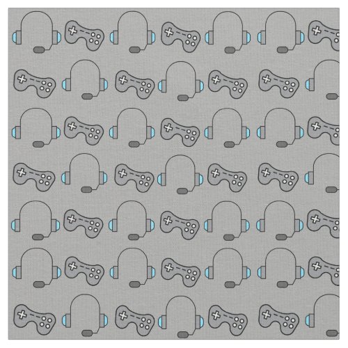 Gaming Grey Video Game Controller Pattern Fabric