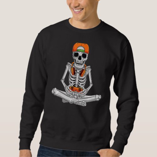 Gaming Halloween Skeleton For Boys Kids   Sweatshirt