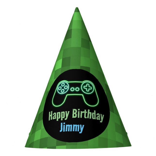 Gaming Happy Birthday  Party Hat (Front)