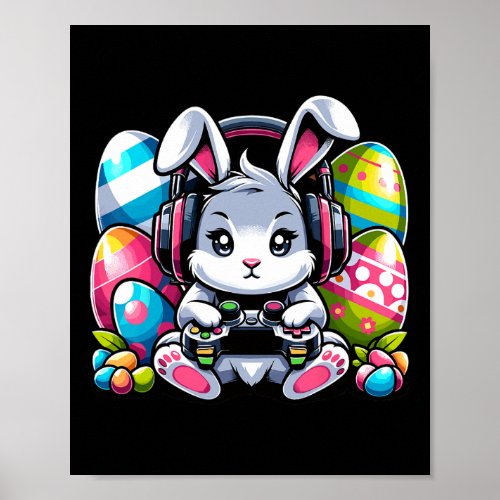 Gaming Happy Easter Day Bunny Egg Funny Boys Kids  Poster