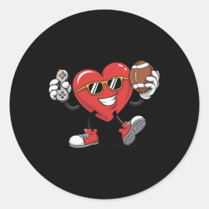 Gaming Heart Video Games Football Valentine's Day  Classic Round Sticker