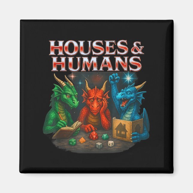 Gaming Houses And Humans Funny Game Rpg Gamer Men  Magnet (Front)