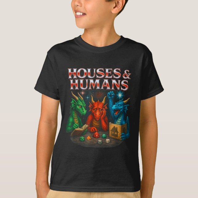 Gaming Houses And Humans Funny Game Rpg Gamer Men  T-Shirt (Front)