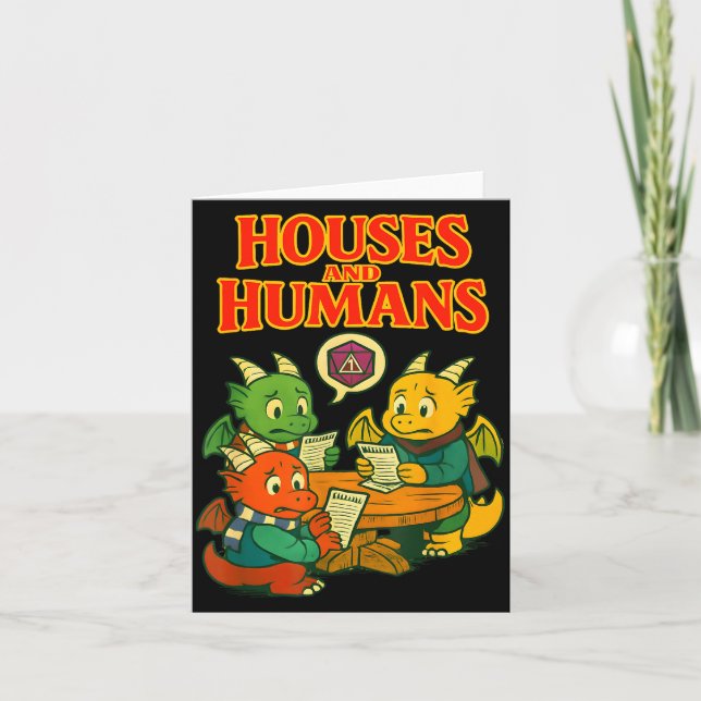 Gaming Houses And Humans Funny Rpg Gamer Men Boys  Card (Front)