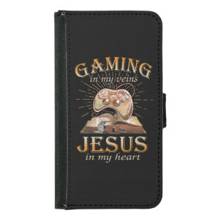 Gaming In My Veins Jesus In My Heart Samsung Galaxy S5 Wallet Case