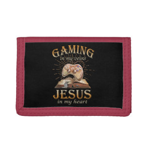 Gaming In My Veins Jesus In My Heart Trifold Wallet
