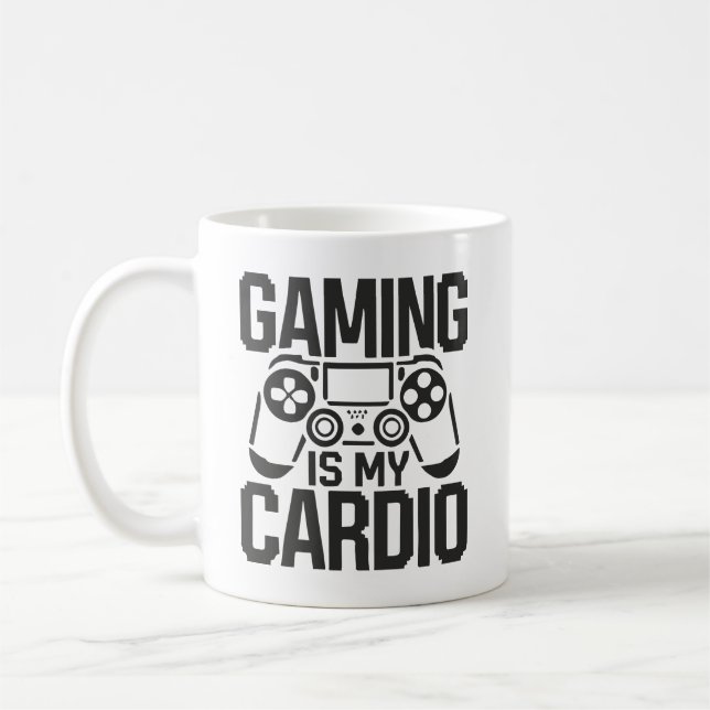Gaming Is My Cardio - Funny Gamer Humor Coffee Mug (Left)